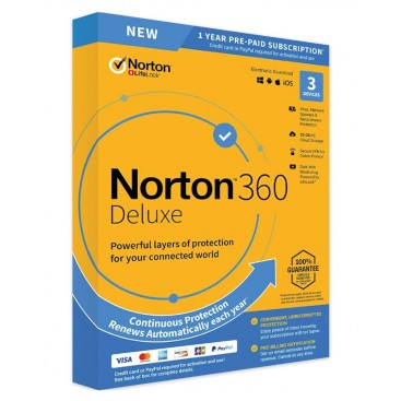 Norton 360 DELUXE 1jr. 3 devices + 25GB (no subs)+ VPN ESD online